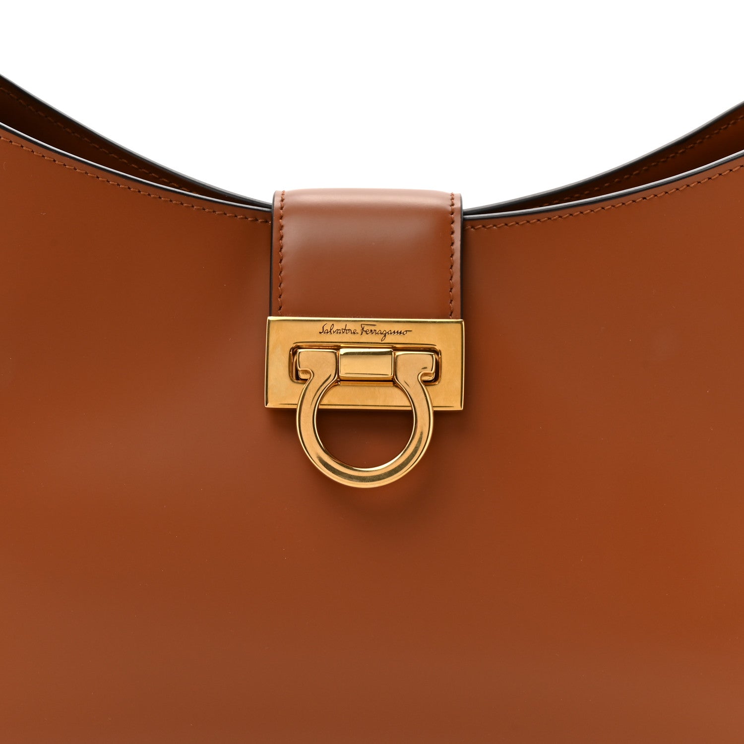 Salvatore Ferragamo Calfskin Trifolio Shoulder Bag Siena Tan 8 of 10
