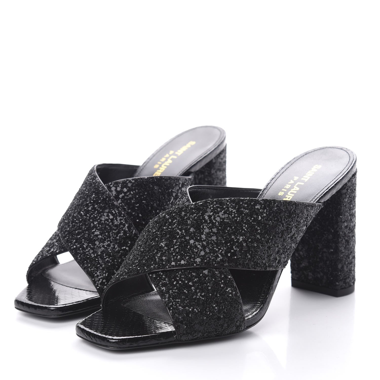 Saint Laurent Glitter LouLou 95 Mules 37.5 Black 3 of 10