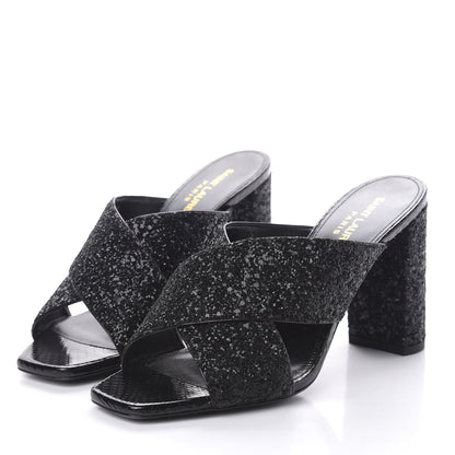 Saint Laurent Glitter LouLou 95 Mules 37.5 Black 3 of 10