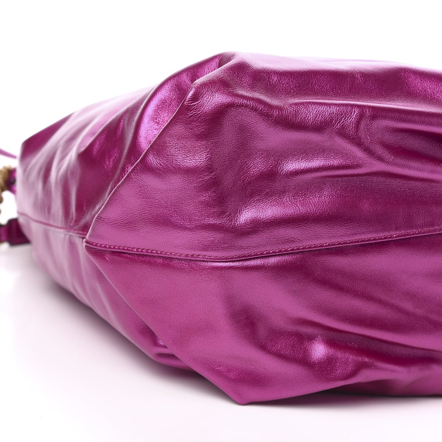 Lambskin Teddy Drawstring Bag Fuchsia
