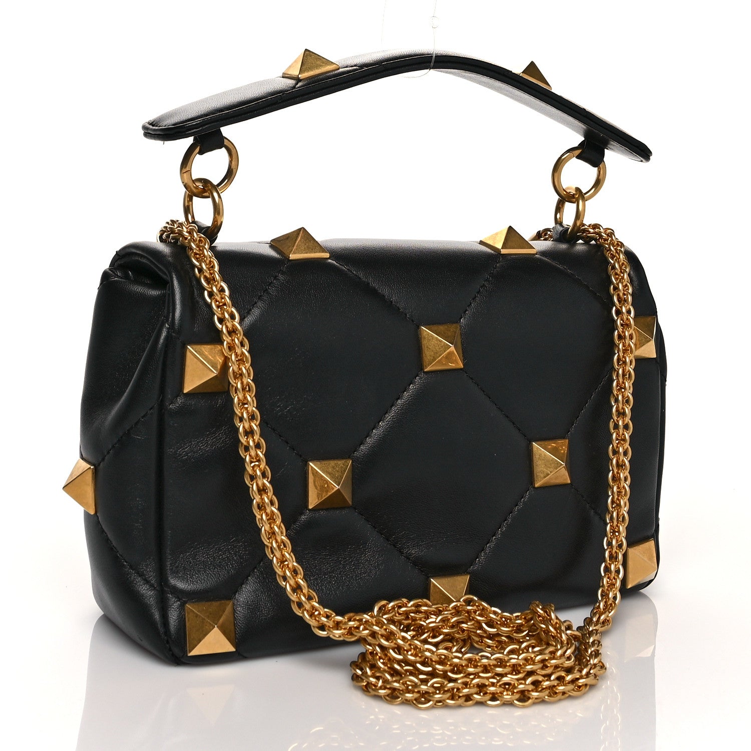 Valentino Garavani Nappa Medium Roman Stud Shoulder Bag Black 3 of 9