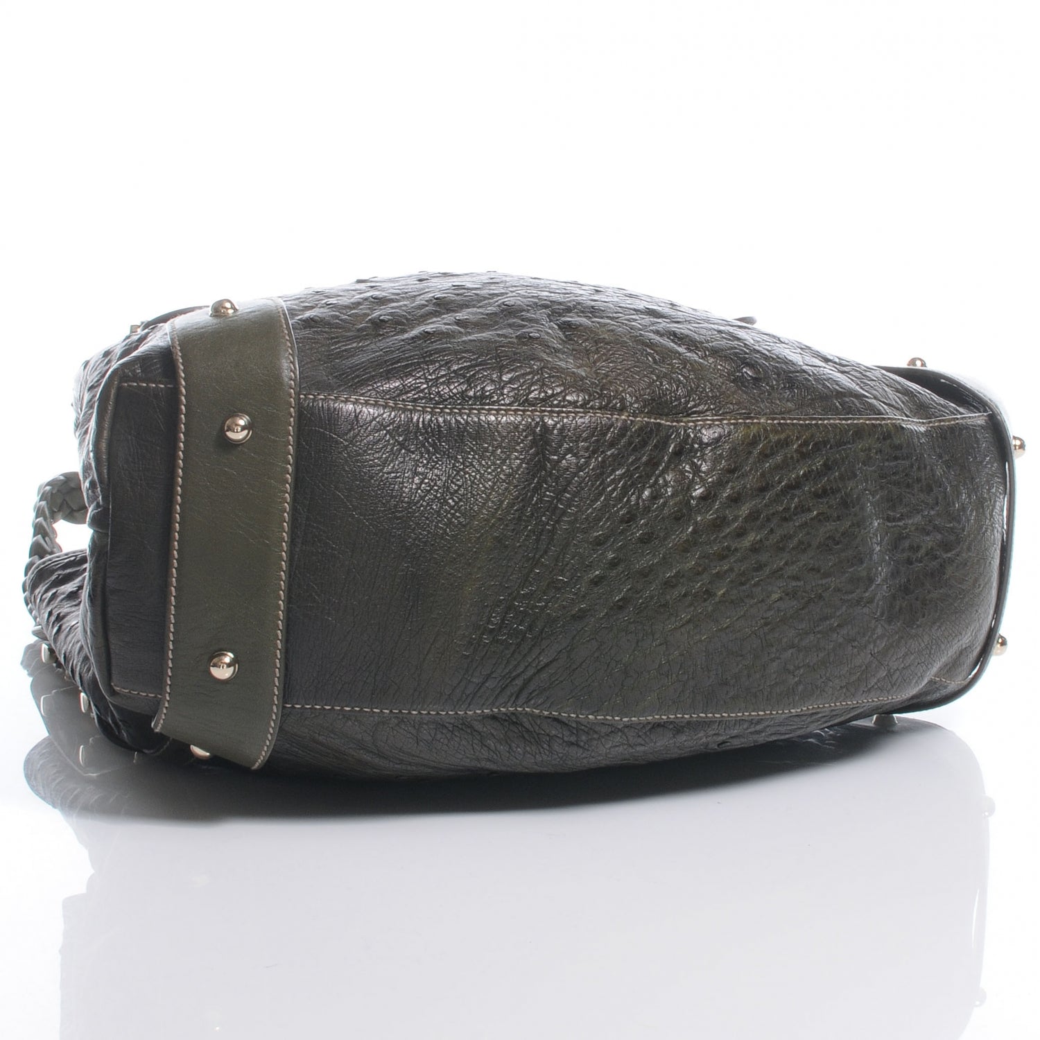Gucci Ostrich Medium Pelham Tote Green 4 of 8