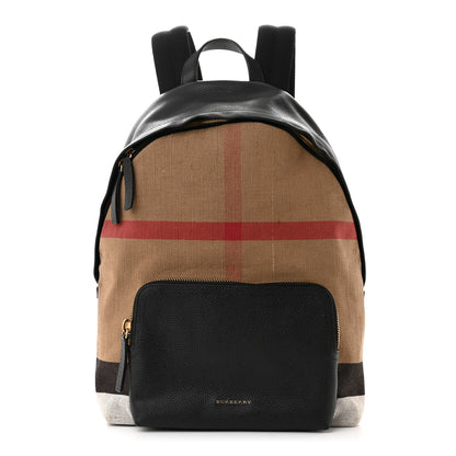Burberry Mega Check Calfskin Abbeydale Simple Backpack Black Camel 1 of 9