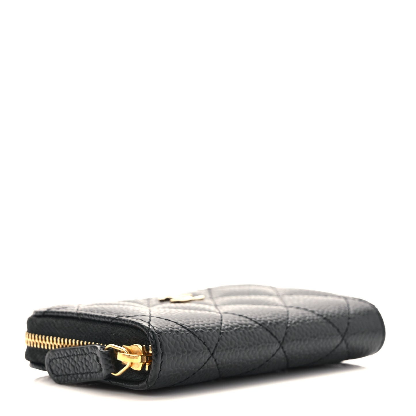 Caviar Quilted Zip Coin Purse Black