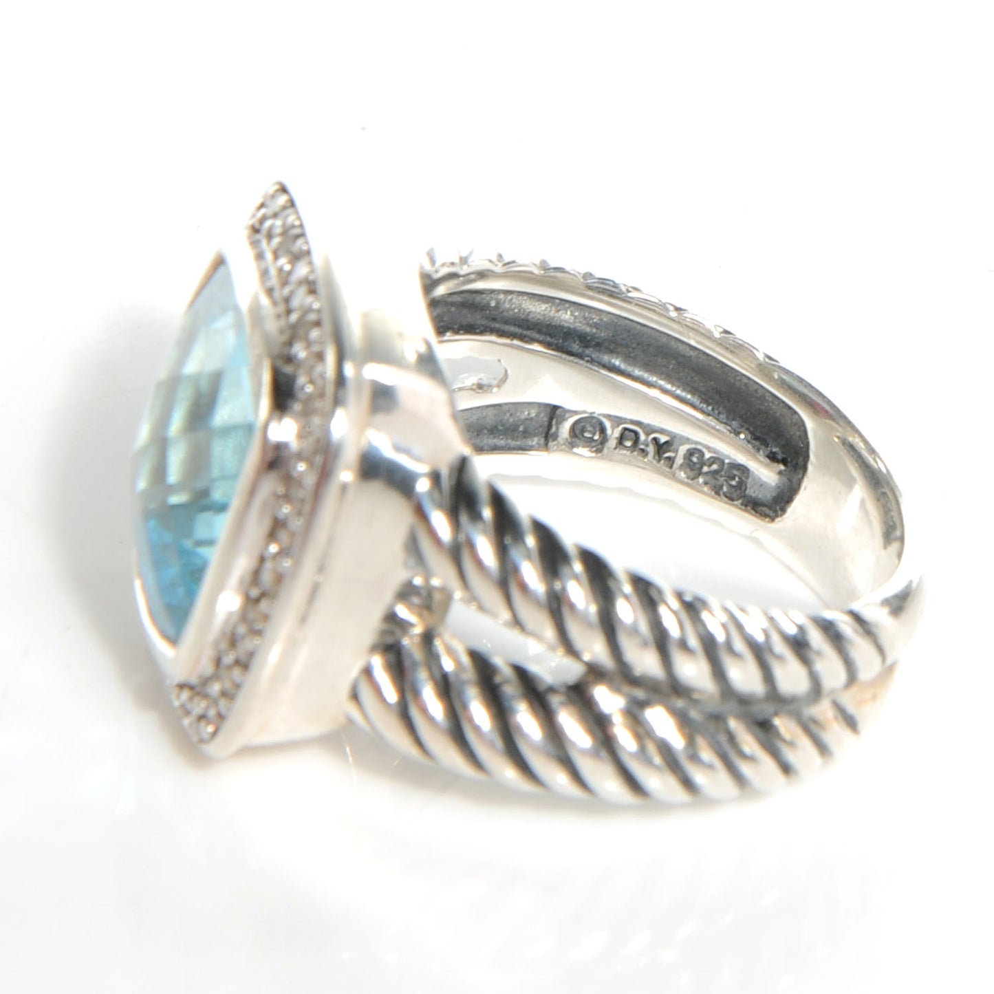 Sterling Silver Diamond Blue Topaz 11mm Albion Ring 52 6