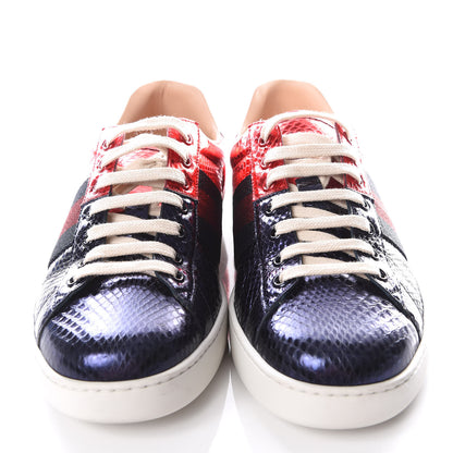 Gucci Metallic Ayers Web Mens Ace Sneakers 9 Blue Red 3 of 9