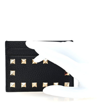 Valentino Garavani Pebbled Calfskin Rockstud Card Holder Black 2 of 7