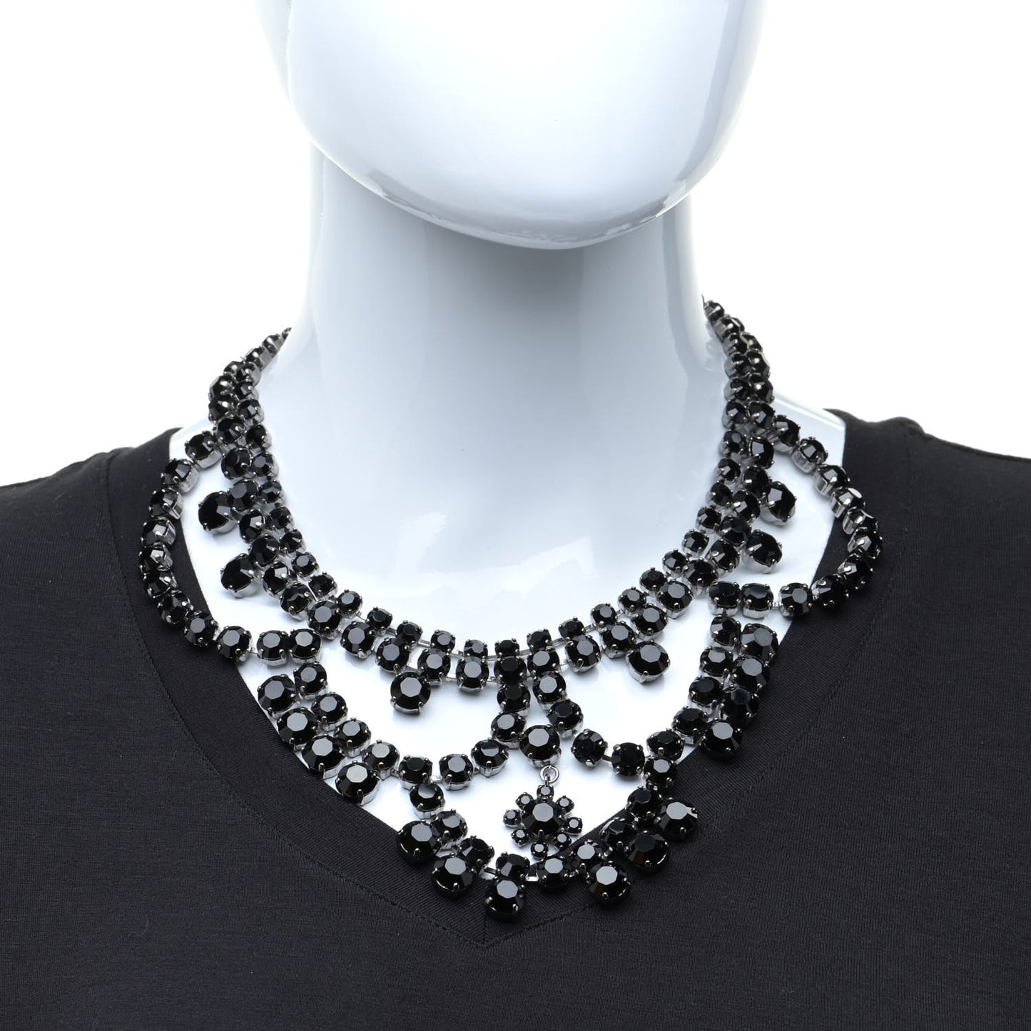 Crystal Necklace Black Silver