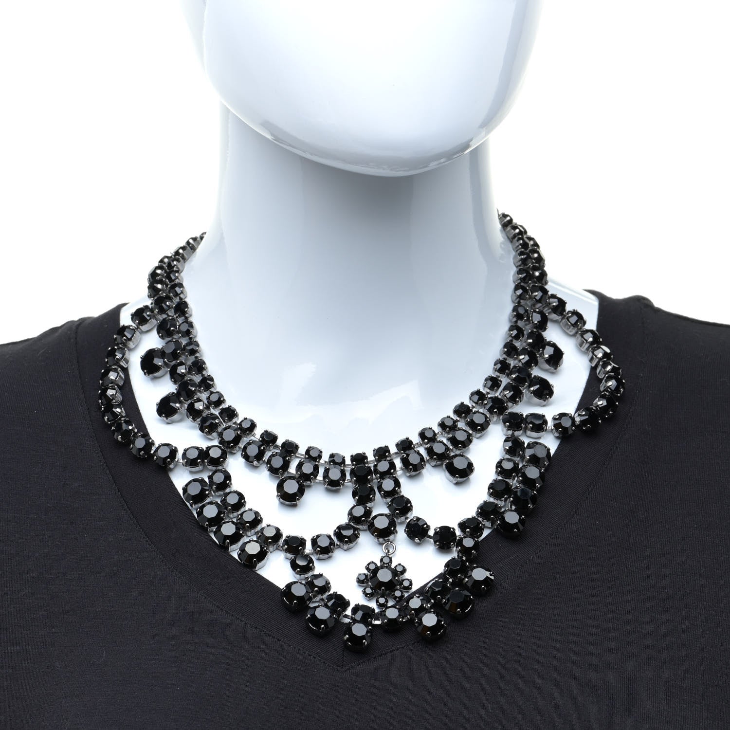 Saint Laurent Crystal Necklace Black Silver 2 of 6