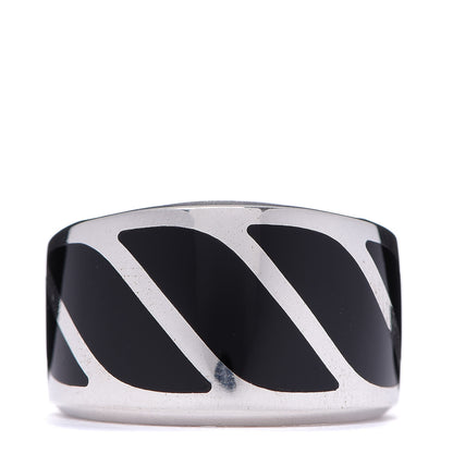 David Yurman Sterling Silver Black Onyx 16mm Graphic Cable Band Ring 62 10 1 of 3