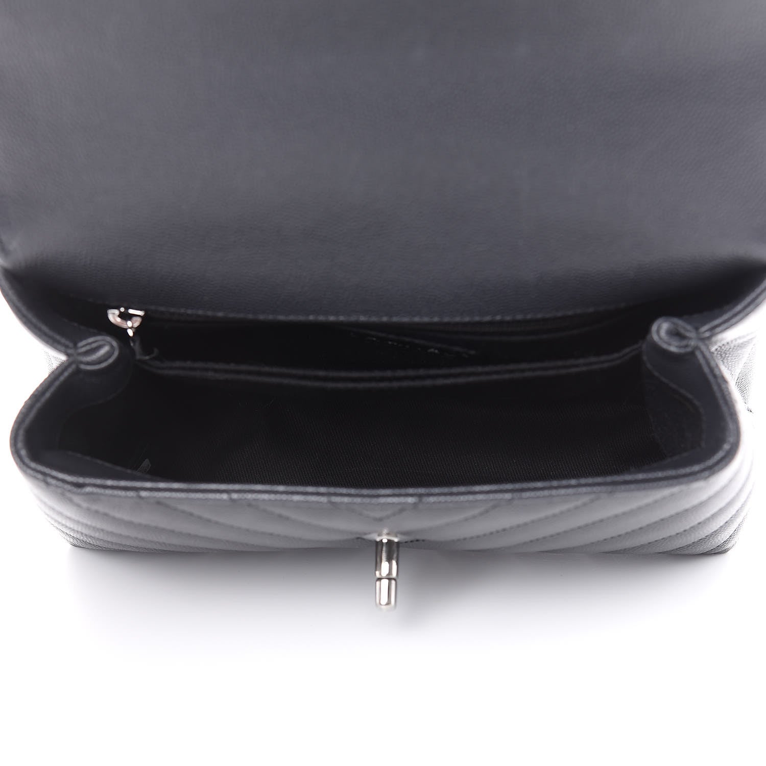 Chanel Caviar Chevron Quilted Mini Coco Handle Flap Dark Grey 5 of 10