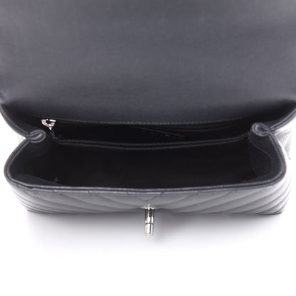 Chanel Caviar Chevron Quilted Mini Coco Handle Flap Dark Grey 5 of 10