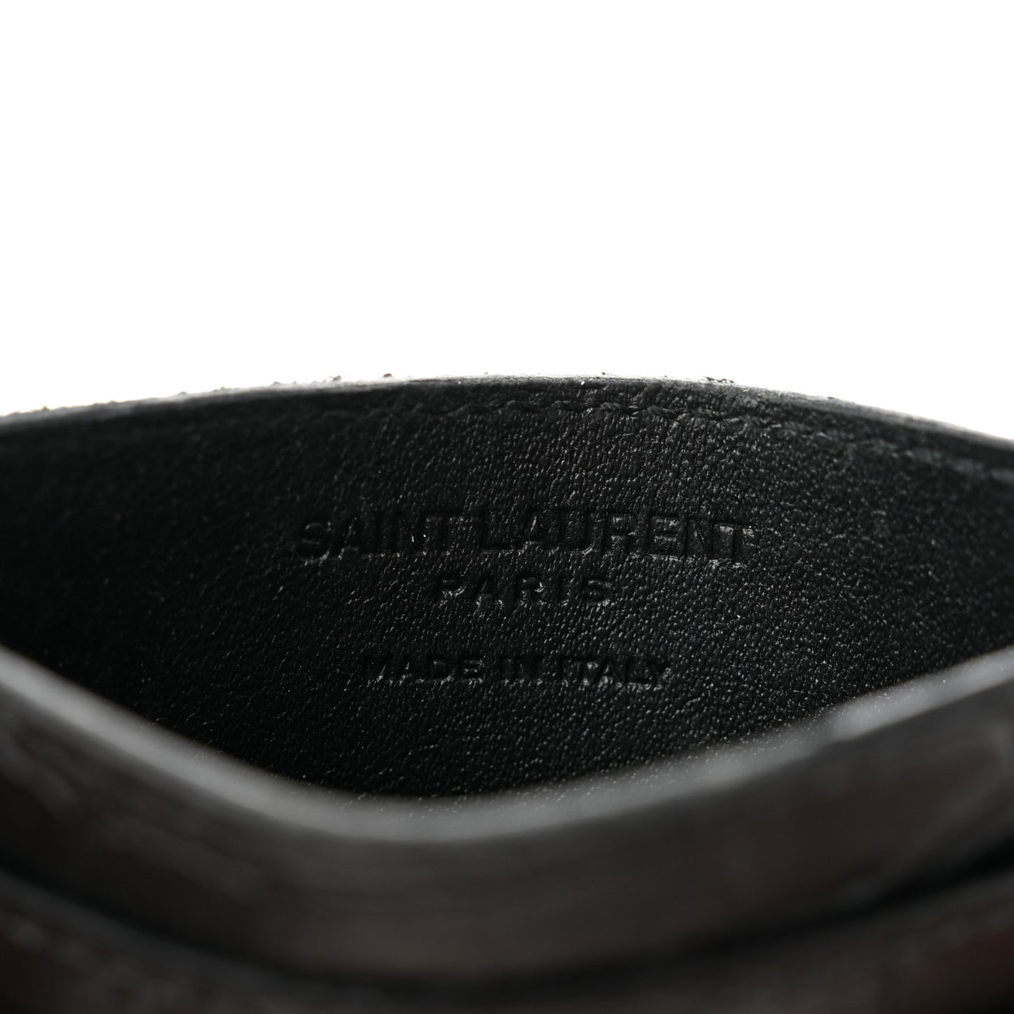 Calfskin Crocodile Embossed Card Case Black