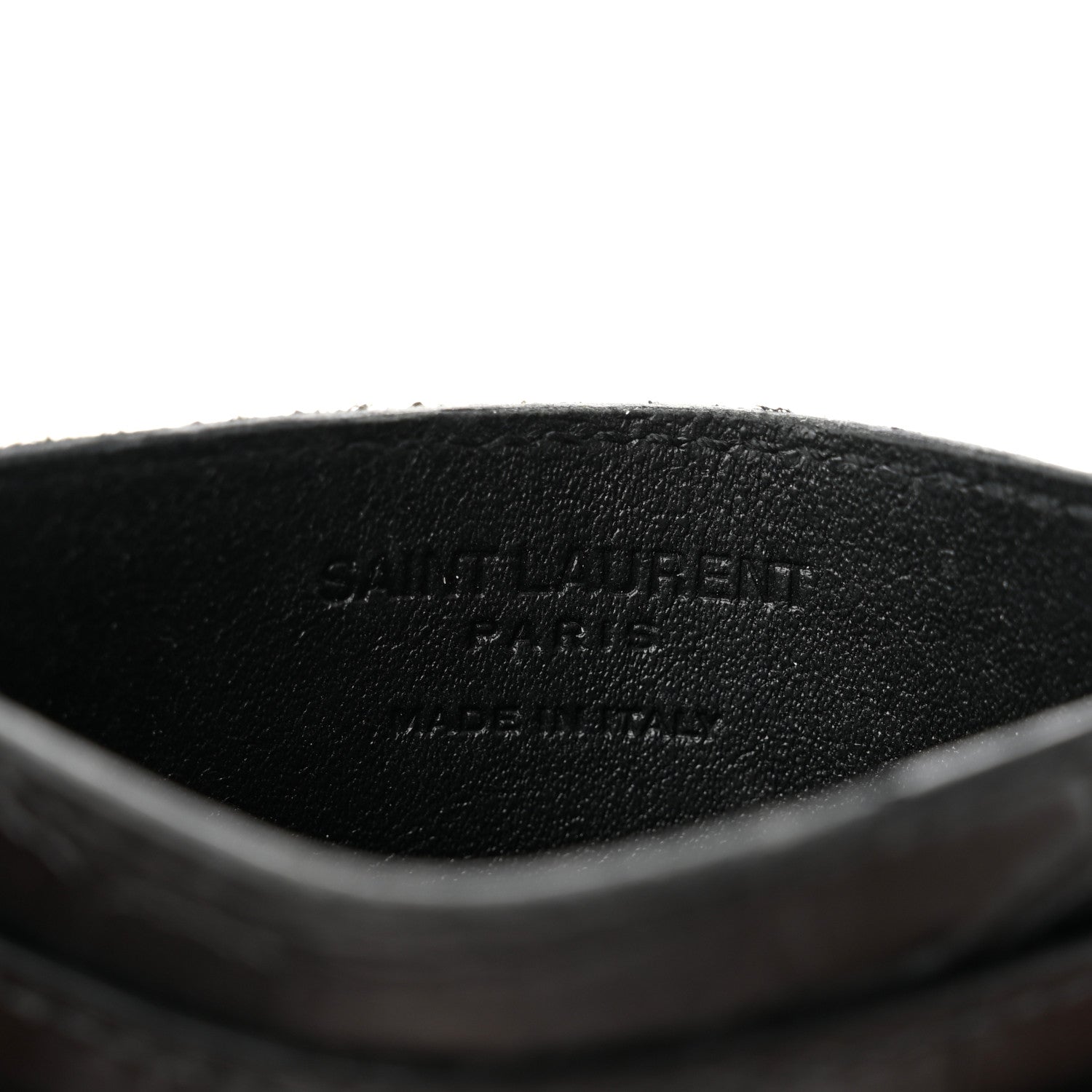Saint Laurent Calfskin Crocodile Embossed Card Case Black 6 of 8