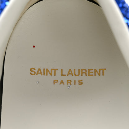 Saint Laurent Calfskin Glitter Star Court Sneakers 40 Silver Red 7 of 13