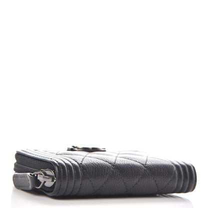 Chanel Calfskin Quilted Boy Zip Around Coin Purse Wallet Black 4 of 9