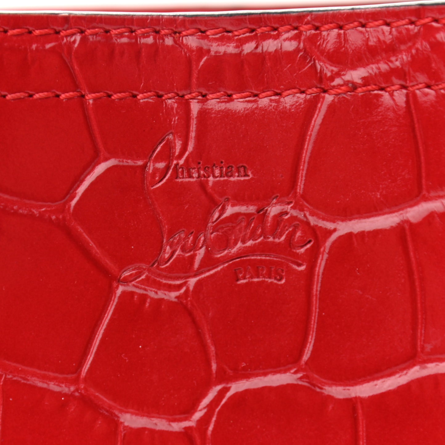 Crocodile Embossed Calfskin Spiked Mini Cabarock Shopper Tote Red