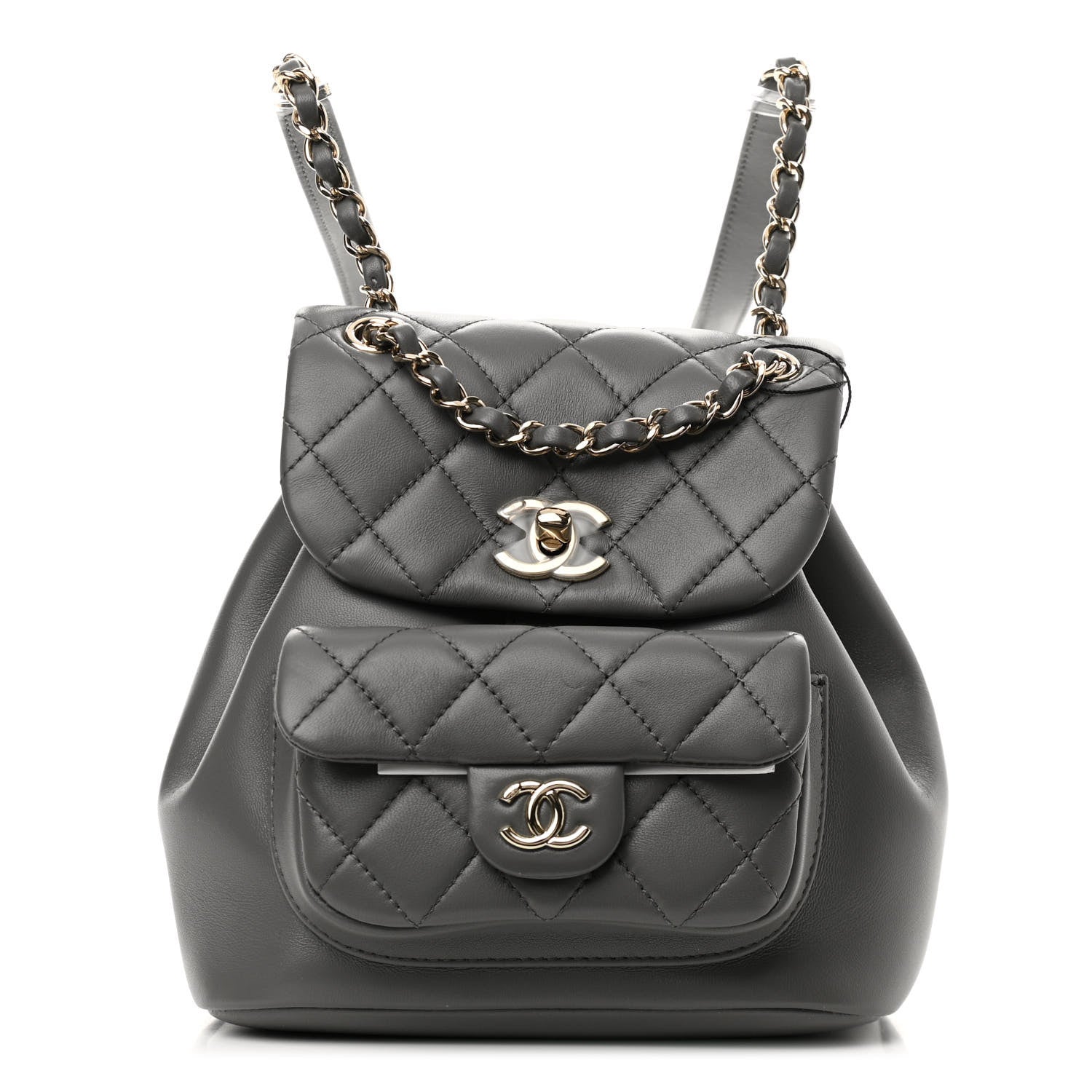 Chanel Lambskin Quilted Small Duma Drawstring Backpack Grey 1 of 11
