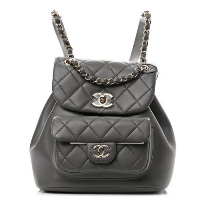Chanel Lambskin Quilted Small Duma Drawstring Backpack Grey 1 of 11
