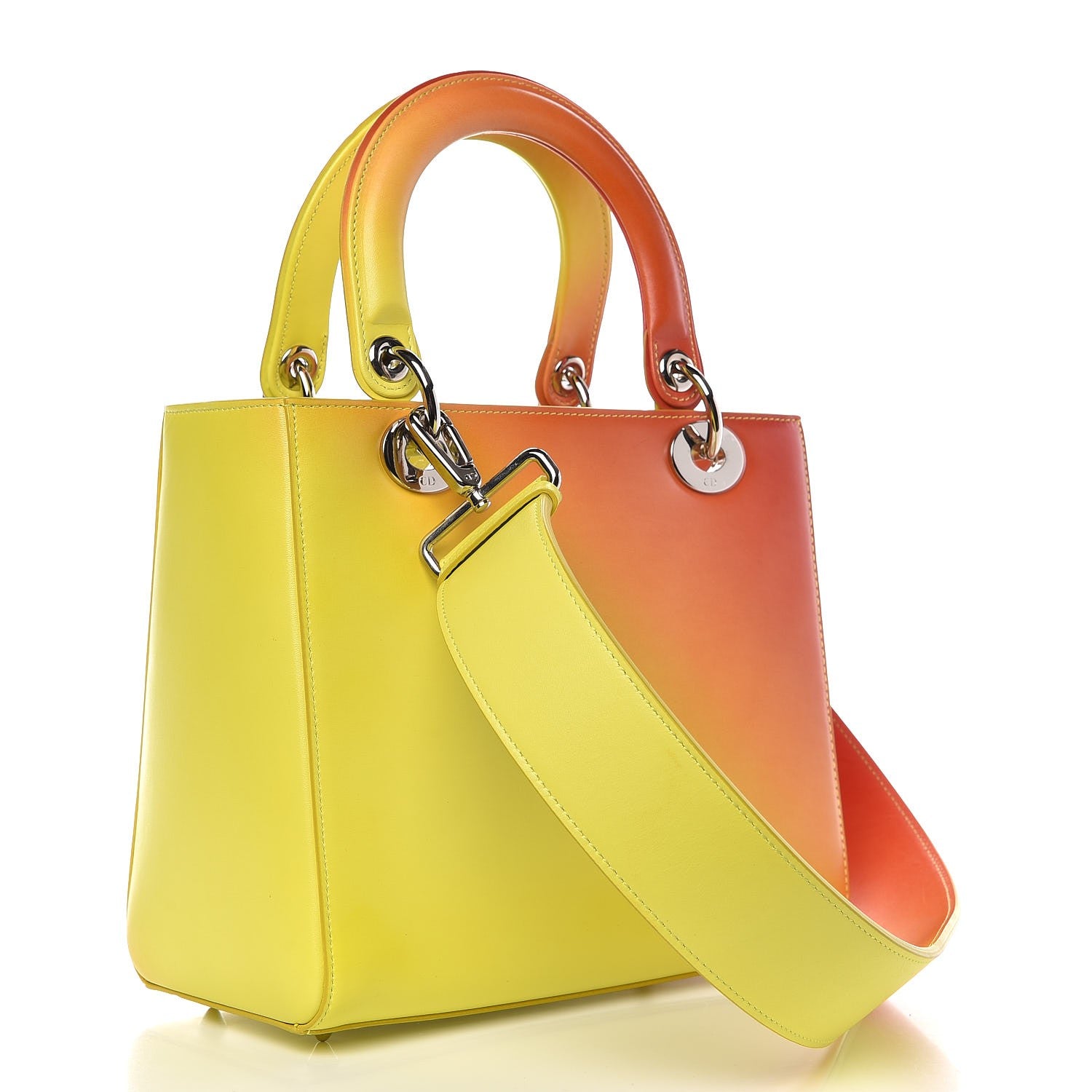 Christian Dior Box Calfskin Gradient Small Diorissimo Yellow Orange 4 of 9