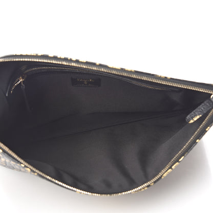 Chanel Calfskin Crocodile Embossed Graffiti 2.55 Large Cocodile Reissue Cosmetic Case Black Gold 5 of 11
