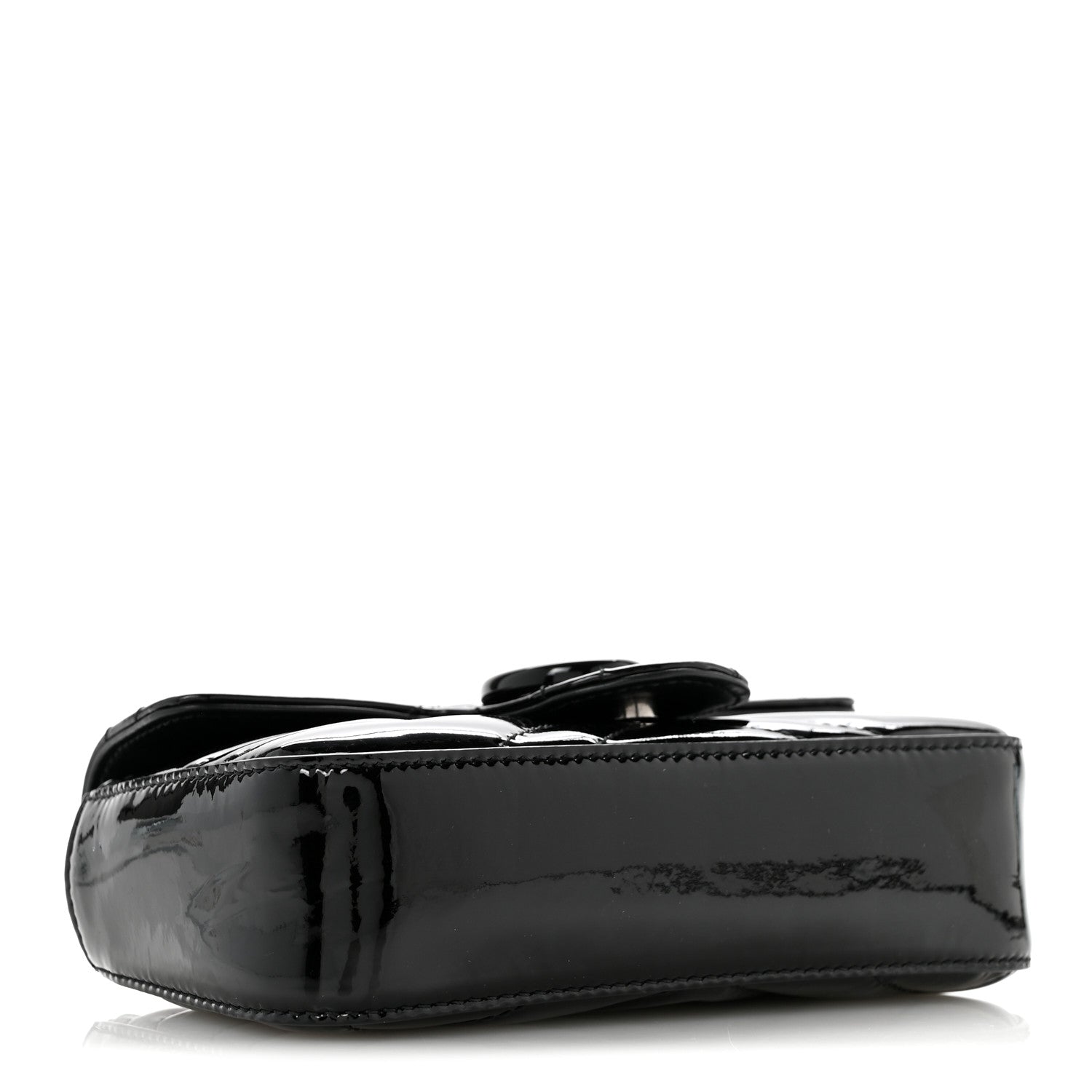 Gucci Patent Lambskin Enamel Matelasse Monochrome Super Mini GG Marmont Shoulder Bag Black 4 of 12