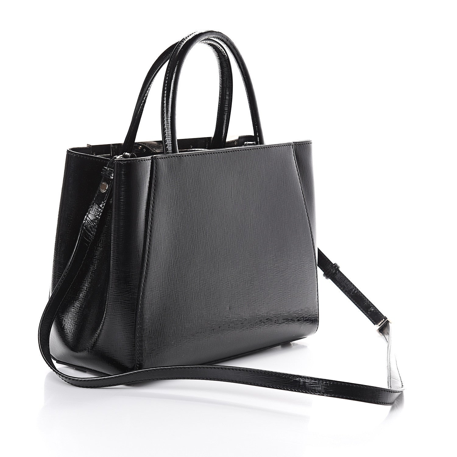 Fendi Patent Vitello Elite Petite 2Jours Tote Black 2 of 7