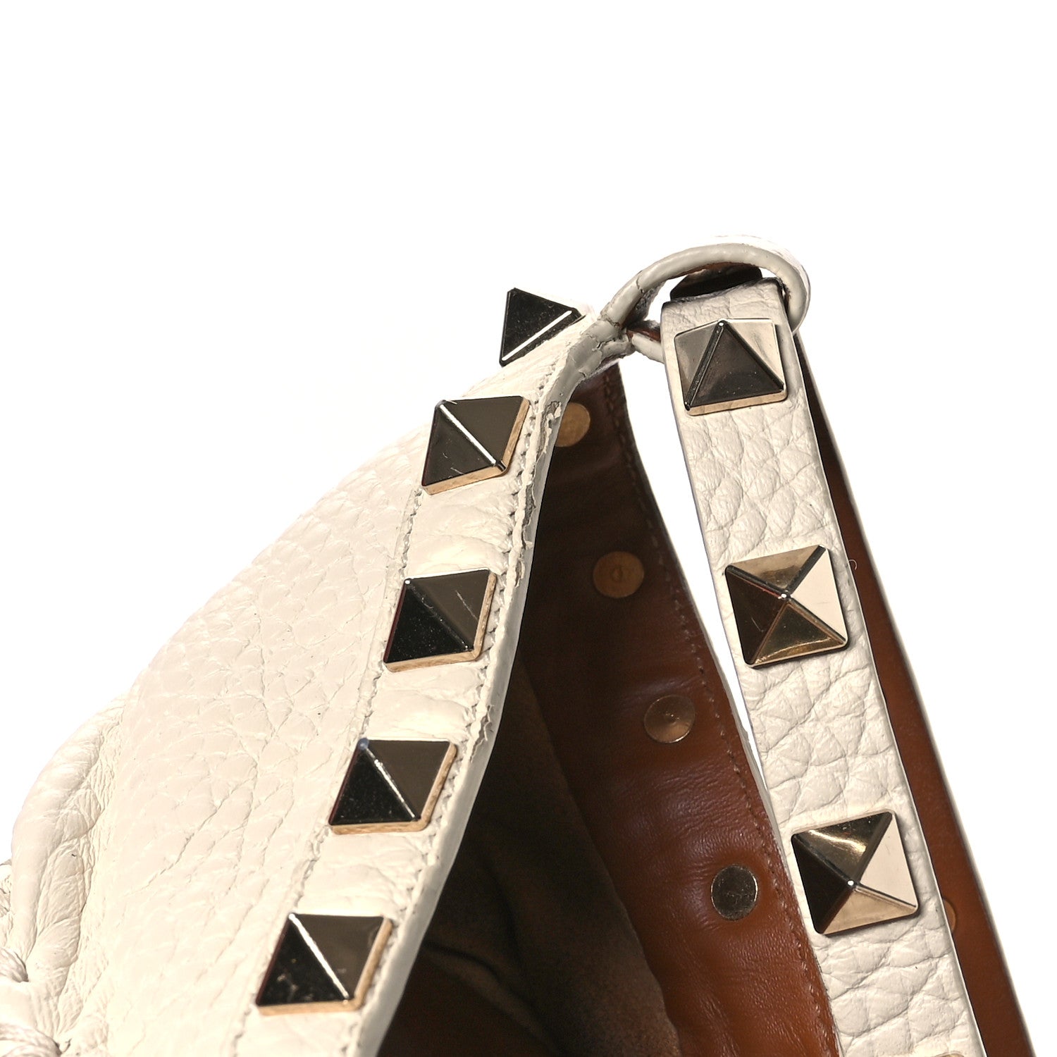 Valentino Garavani Grained Calfskin Rockstud Crisscross Ankle Strap Espadrille Wedge Sandals 39 Light Ivory 11 of 12