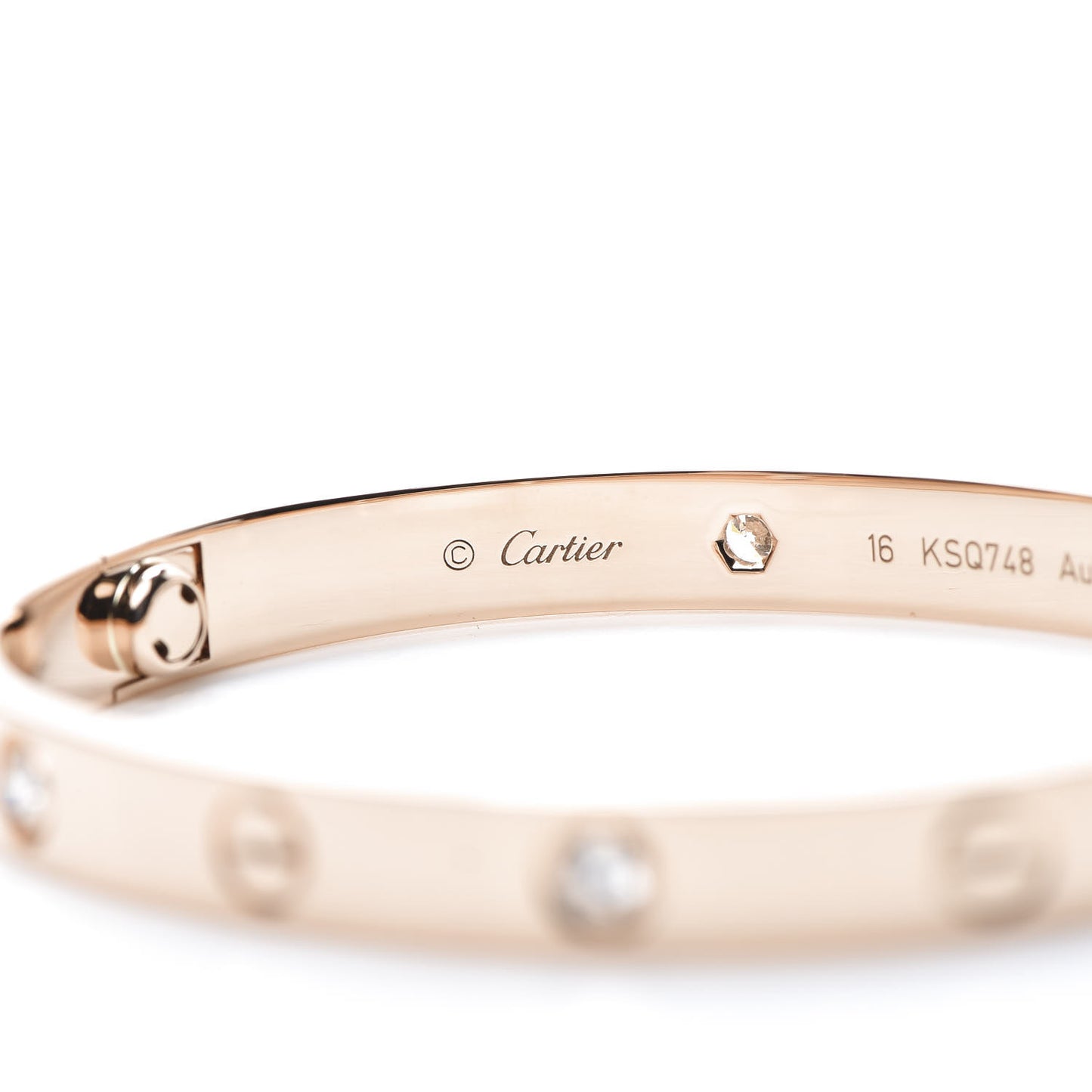 18K Pink Gold 4 Diamond LOVE Bracelet 16