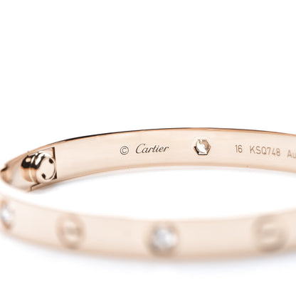 Cartier 18K Pink Gold 4 Diamond LOVE Bracelet 16 4 of 7