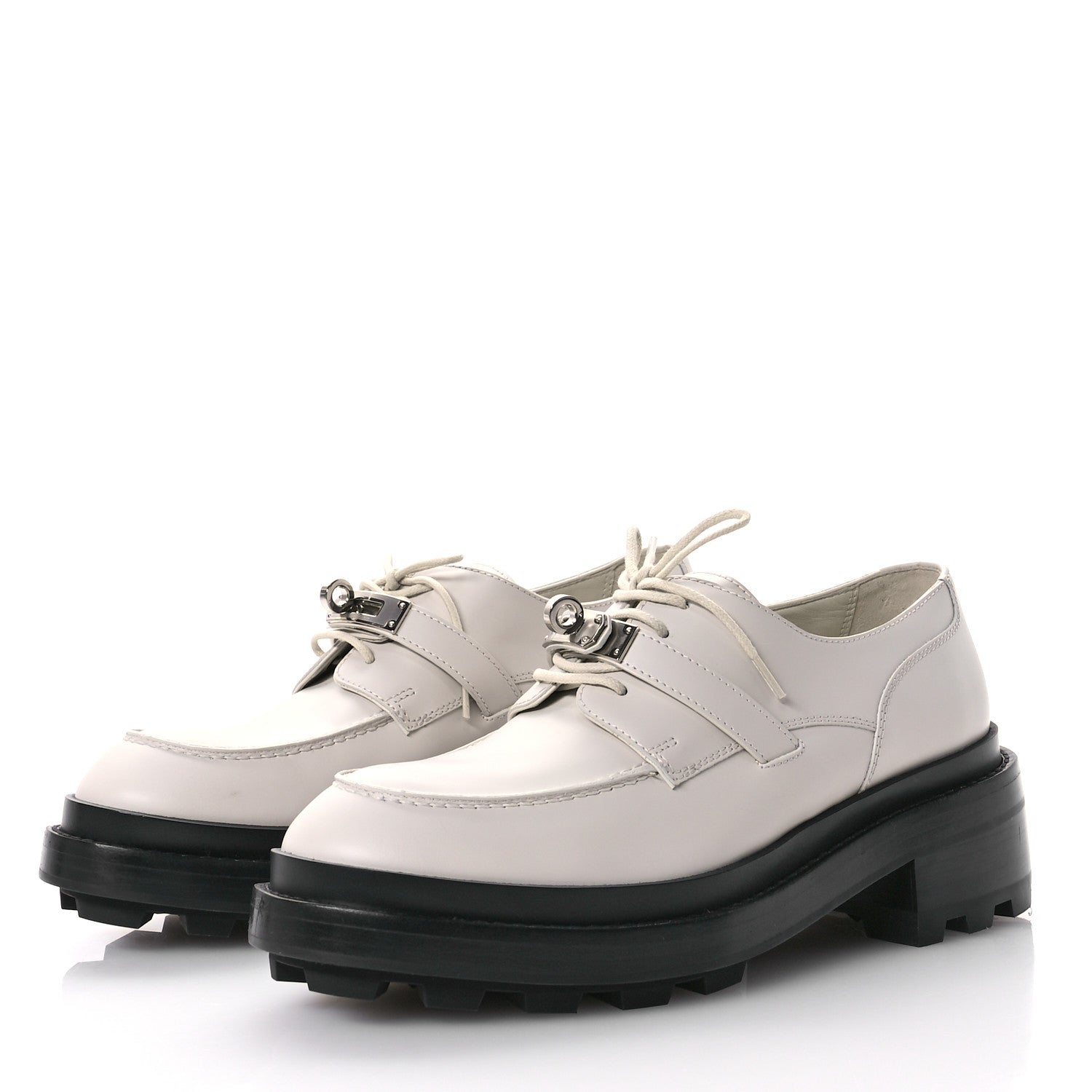Hermes Glossed Calfskin First Derby 37.5 Beige Glaise 4 of 11