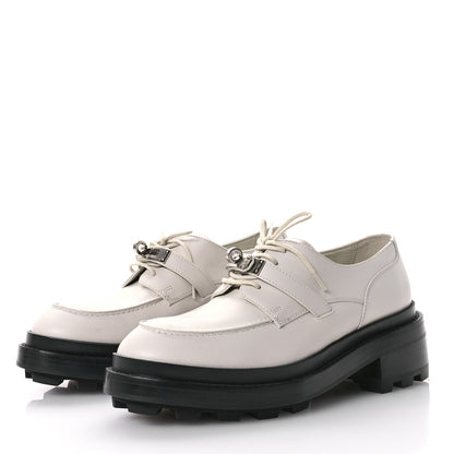 Hermes Glossed Calfskin First Derby 37.5 Beige Glaise 4 of 11