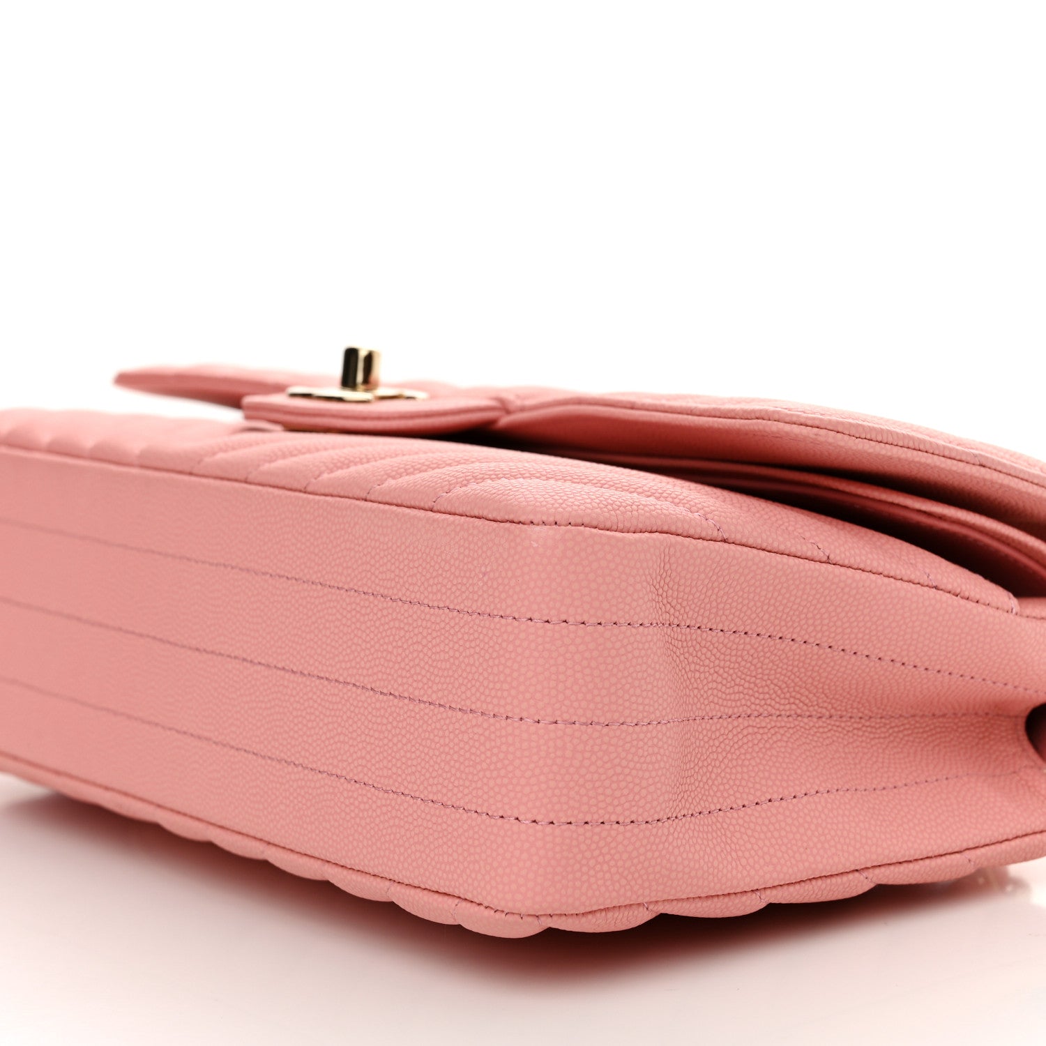 Chanel Caviar Flat Chevron Quilted Medium Double Flap Pink 10 of 11