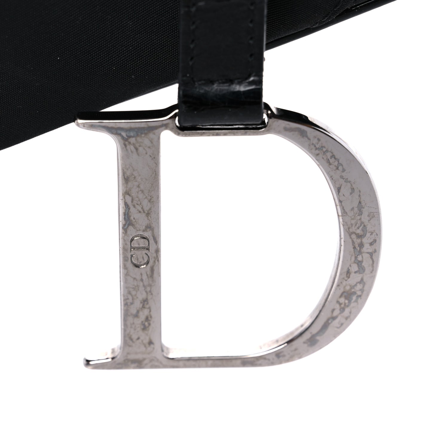 Canvas Patent Calfskin Saddle Bag Black