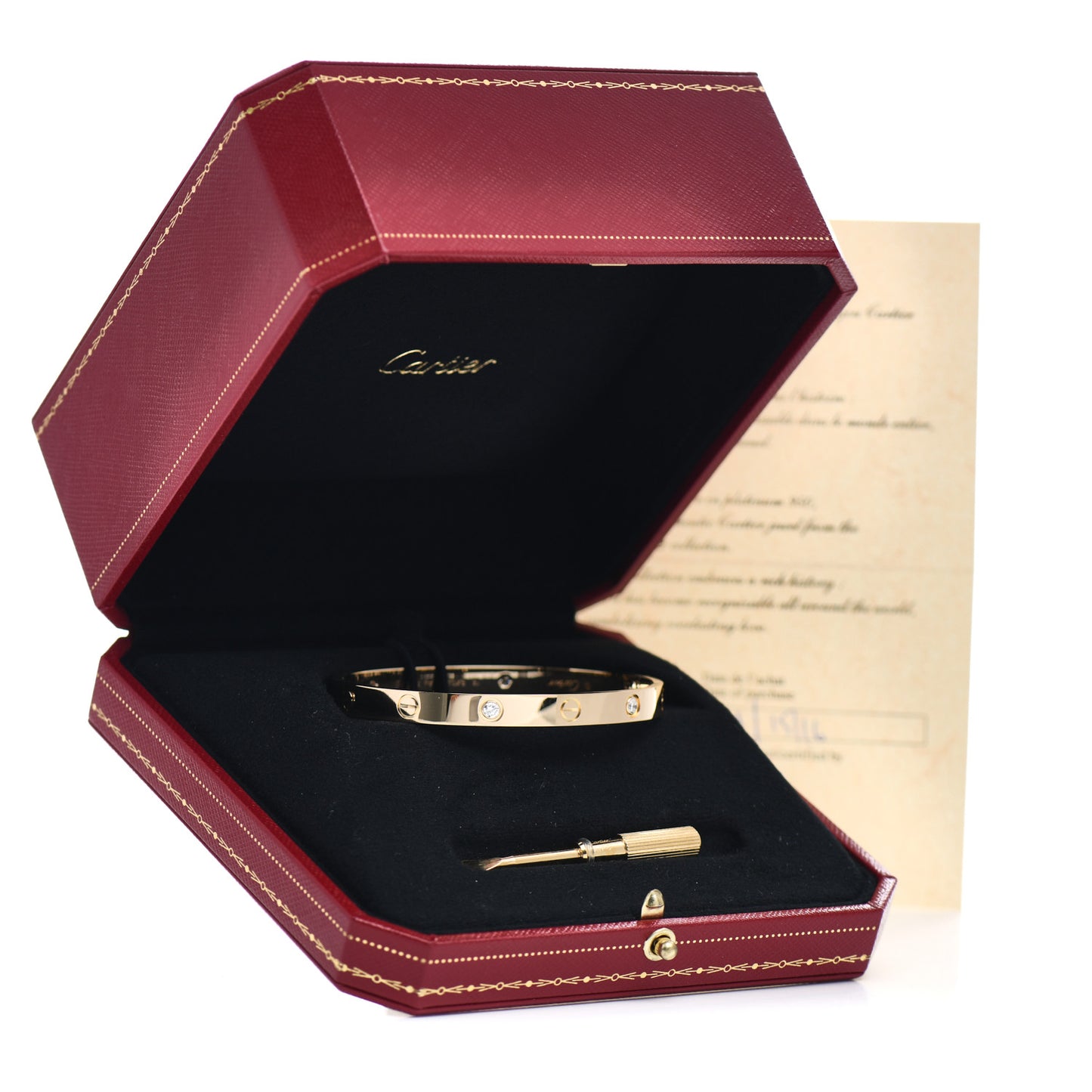 18K Yellow Gold 4 Diamond LOVE Bracelet 18