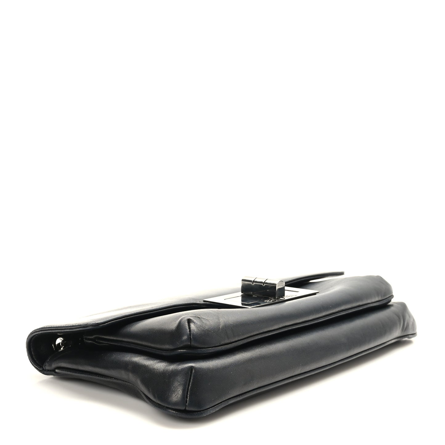 Lambskin Mademoiselle Lock Flap Pochette Black