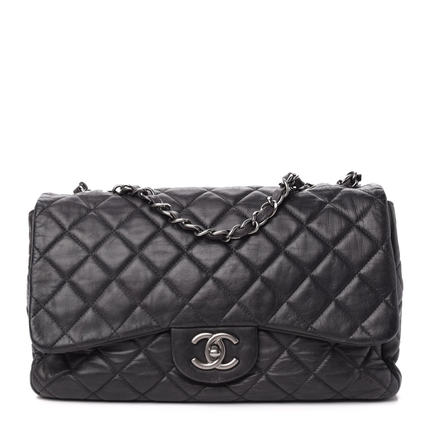 Chanel Lambskin Quilted Jumbo Single Flap Dark Grey 1 of 10