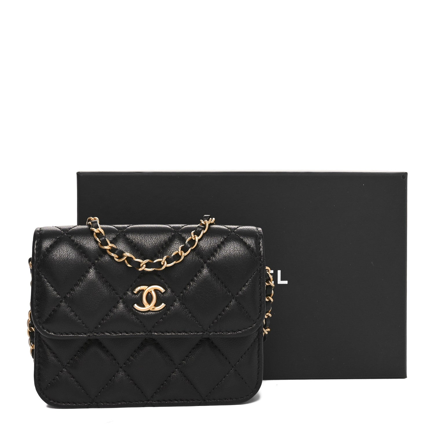 Chanel Lambskin Quilted Pearl Crush Clutch With Chain Black 12 of 12
