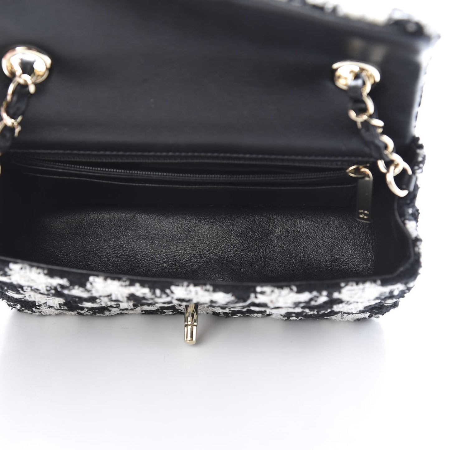 Tweed Quilted Mini Rectangular Flap Black Ecru White