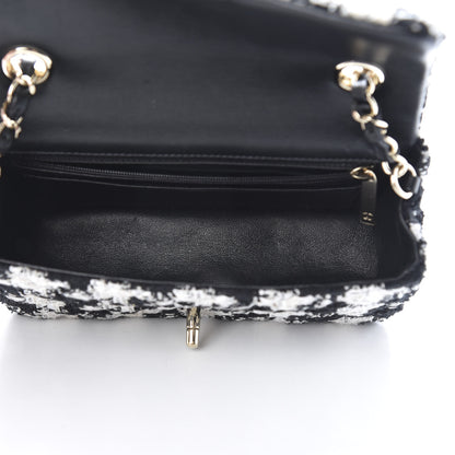Chanel Tweed Quilted Mini Rectangular Flap Black Ecru White 4 of 12