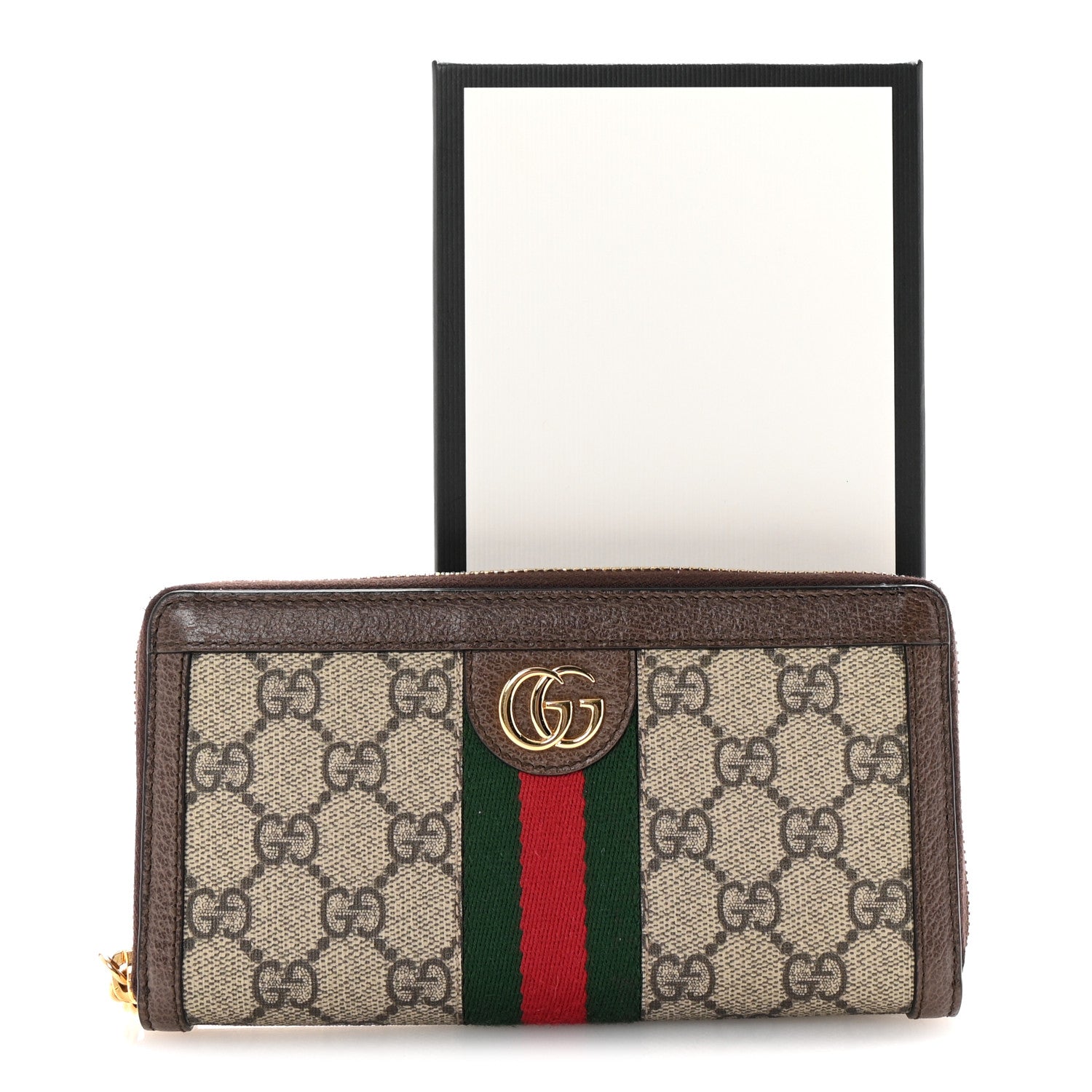 Gucci GG Supreme Monogram Web Ophidia Zip Around Wallet Brown 8 of 8