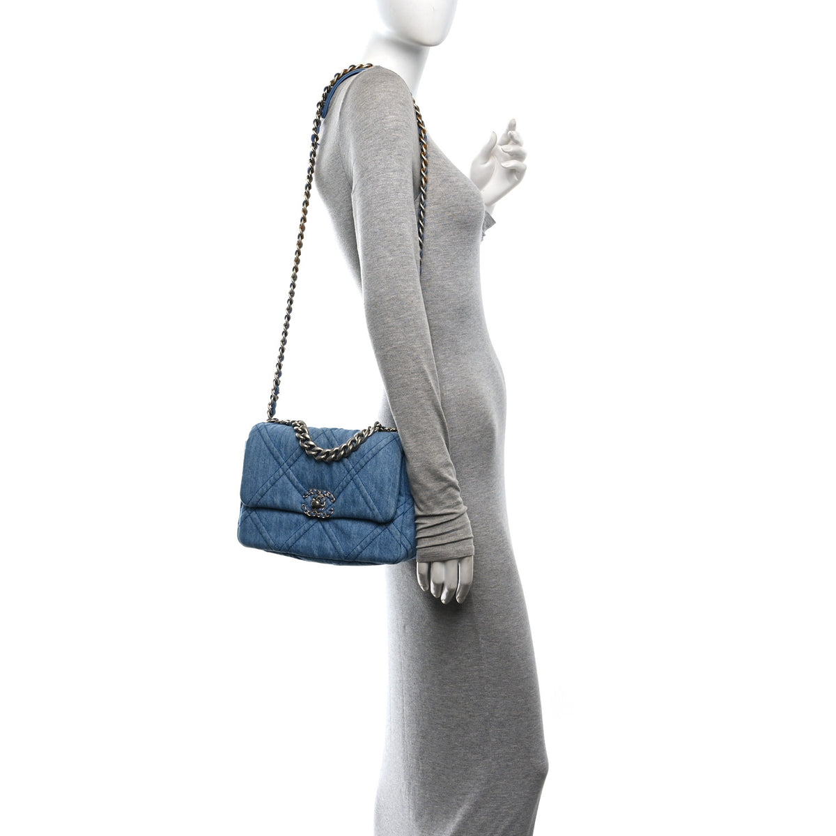 Chanel Denim Quilted Medium Chanel 19 Flap Blue 2 of 10