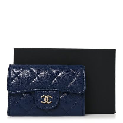 Chanel Caviar Quilted Flap Card Holder Wallet Navy Blue 9 of 9