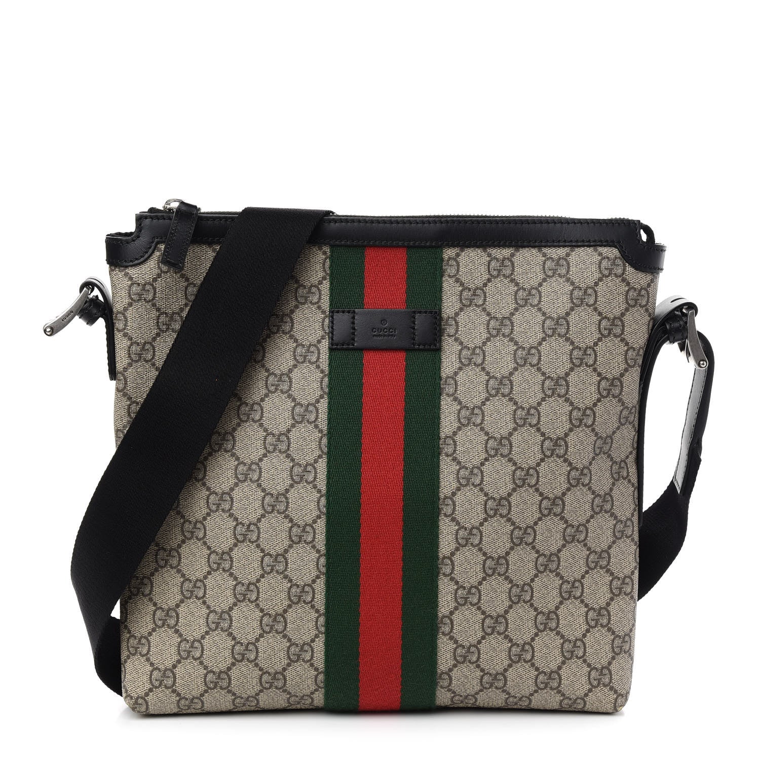 Gucci GG Supreme Monogram Web Messenger Bag Black 1 of 9