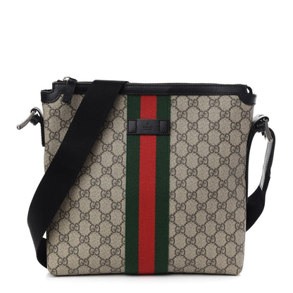 Gucci GG Supreme Monogram Web Messenger Bag Black 1 of 9