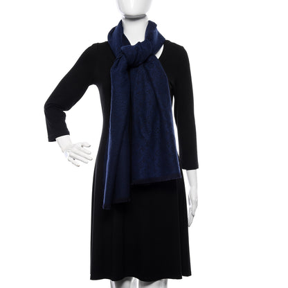Louis Vuitton Wool Monogram Classic Scarf Navy 2 of 5