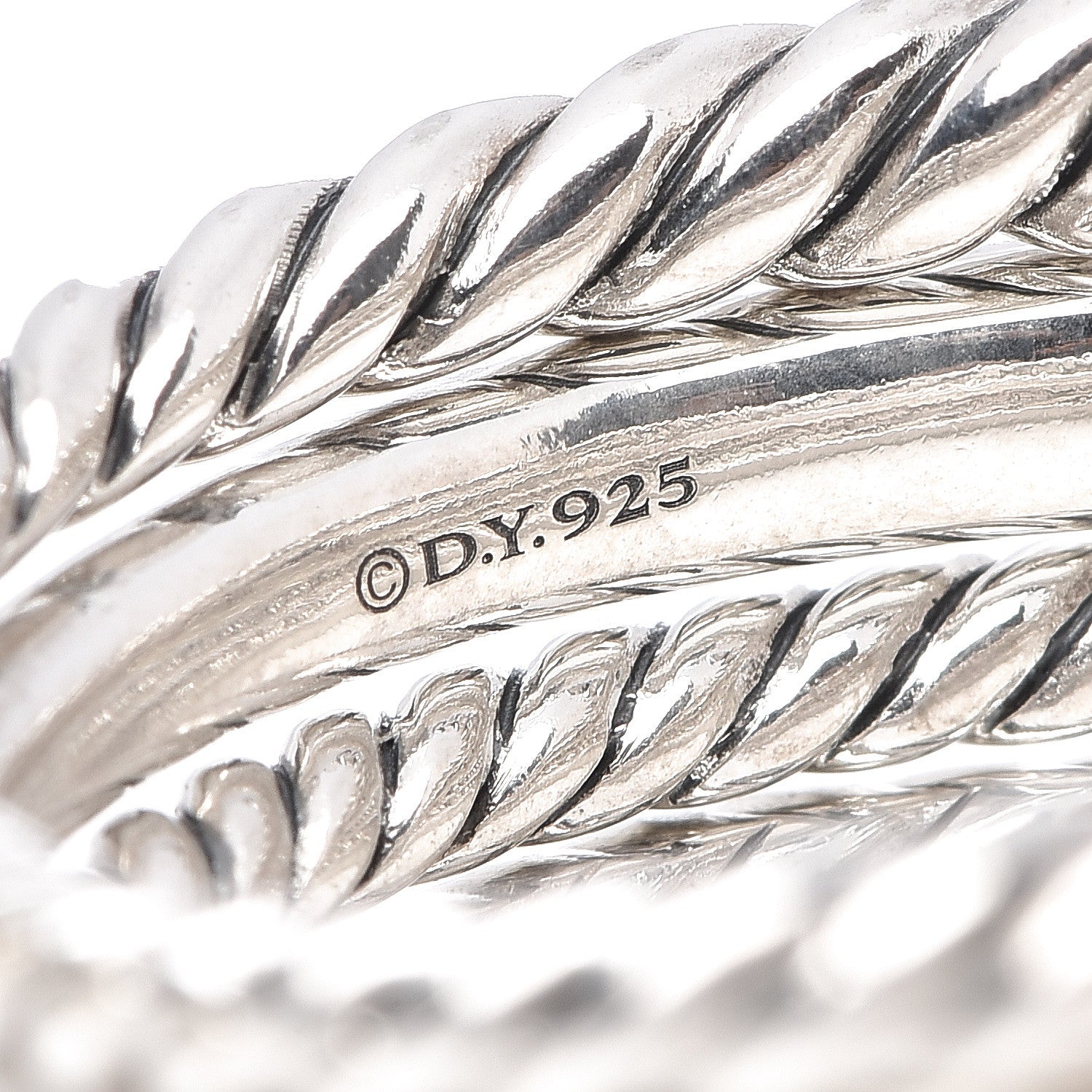 David Yurman Sterling Silver Diamond 16mm Stax Wide Stacked Ring 56 7.75 5 of 5