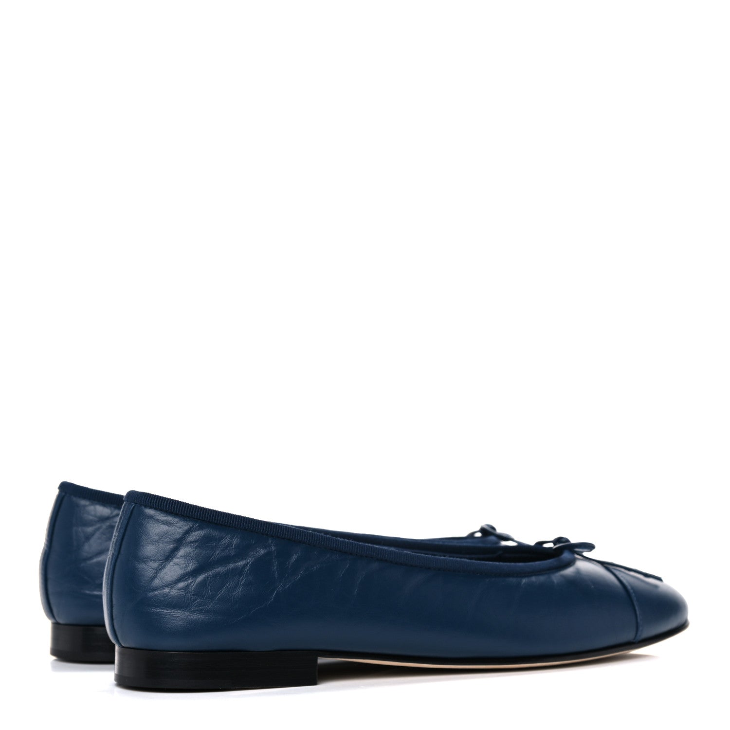 Chanel Lambskin CC Cap Toe Ballerina Flats 39 Navy Blue 4 of 10