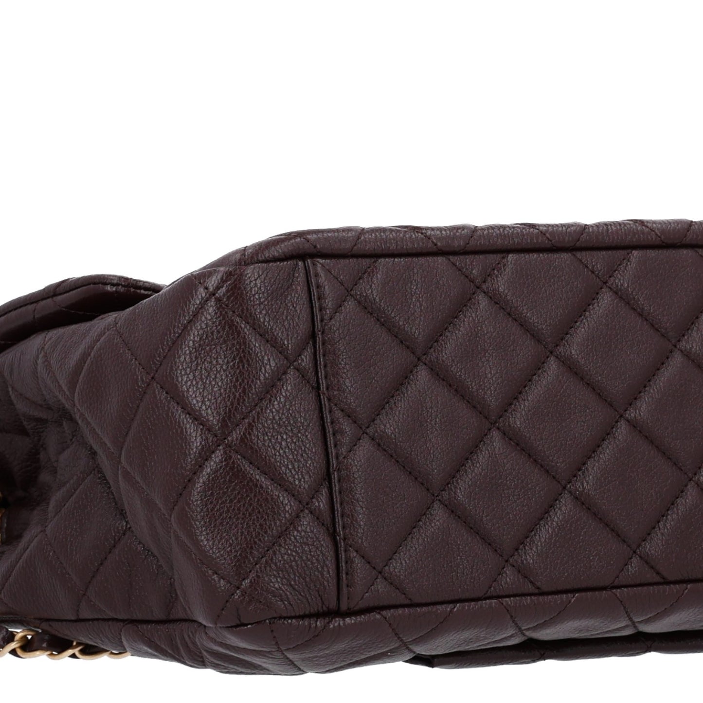 Grained Calfskin Quilted XXL Travel Flap Bag Burgundy