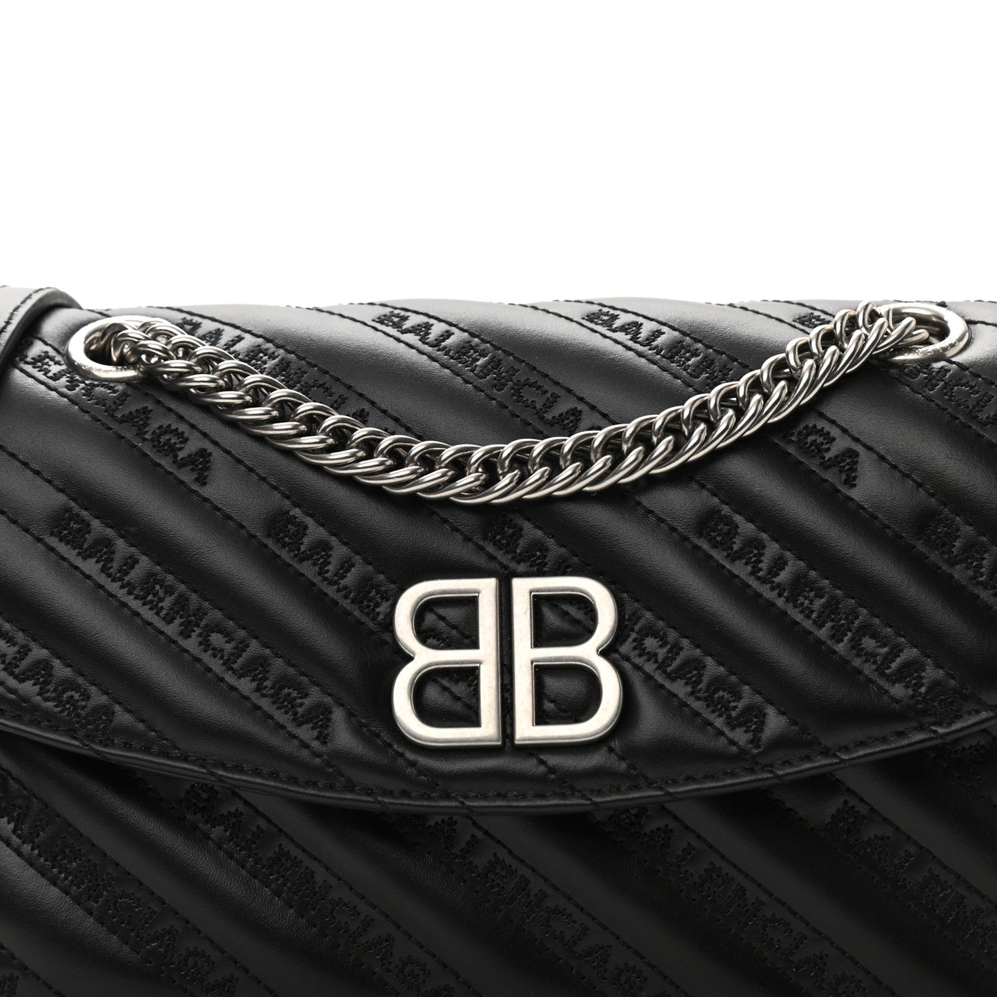 Calfskin Logo Matelasse S BB Round Shoulder Bag Black